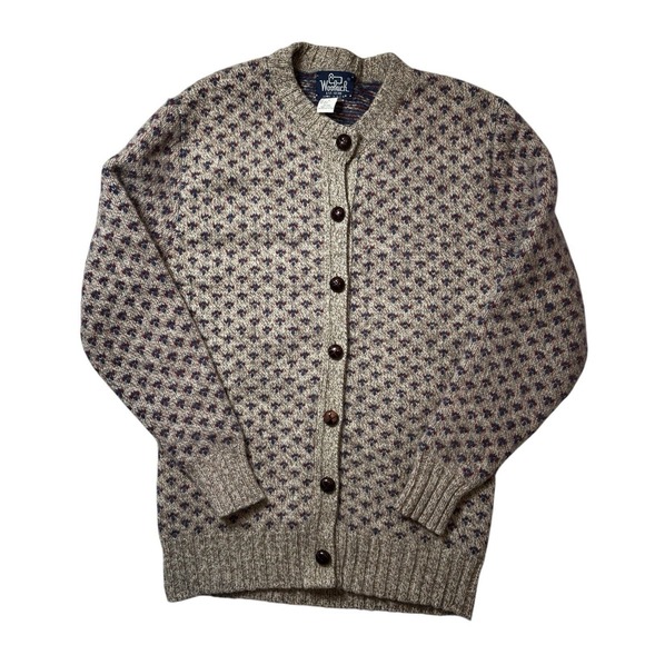 Woolrich Vintage‎ Wool Birdseye Button Down Cardigan Size Large - Picture 1 of 7